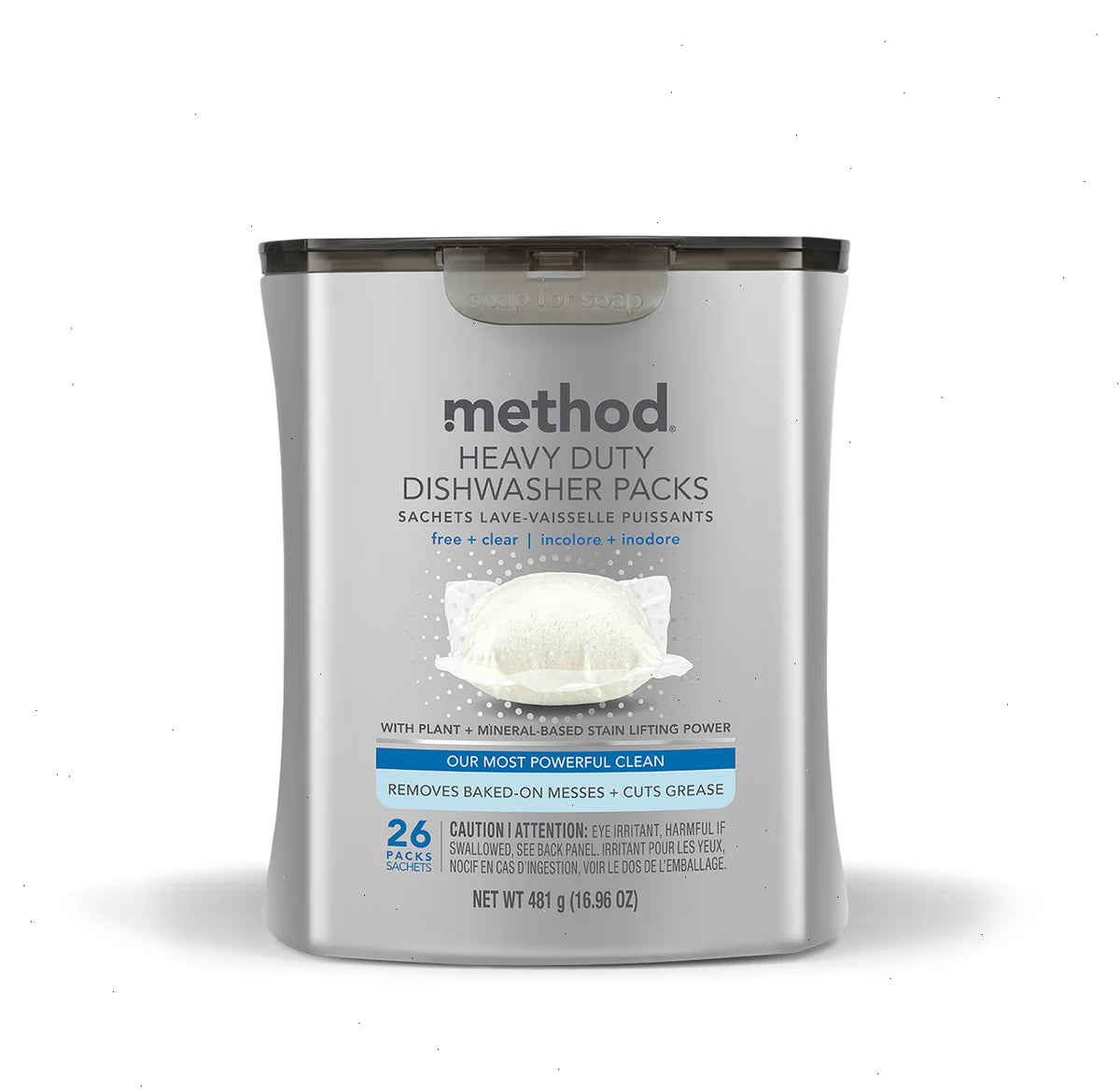 heavy duty dishwasher packs - free + clear, 26 ct